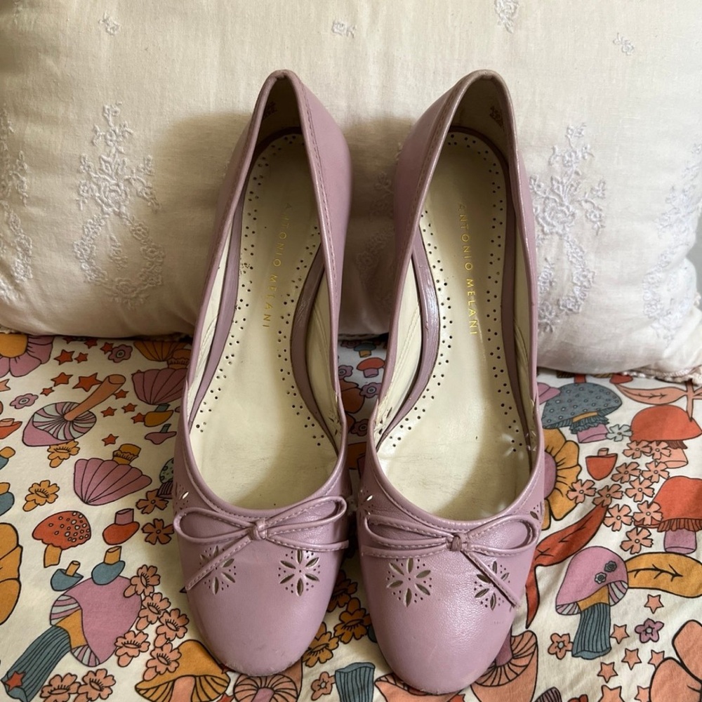 Vintage 2000s Antonio Melani lilac leather ballet heels 8